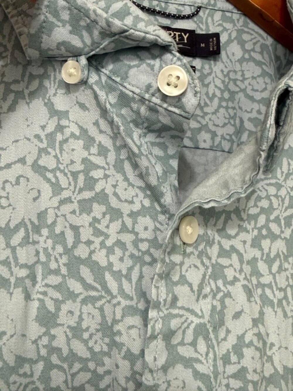 Faherty Reserve Men's The Movement Shirt Sage Floral Short Sleeve Active Size M - Picture 4 of 10